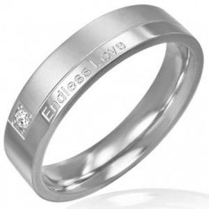 Prsten z oceli - moderní design, romantický nápis K11.14
