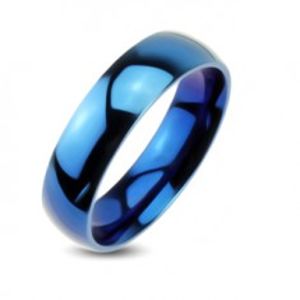 Modrá kovová obrúčka - hladký prsteň so zrkadlovým leskom L11.07