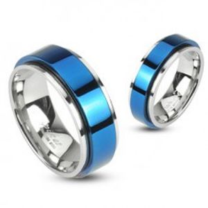 Prsten z oceli otáčivý - modrý B1.10