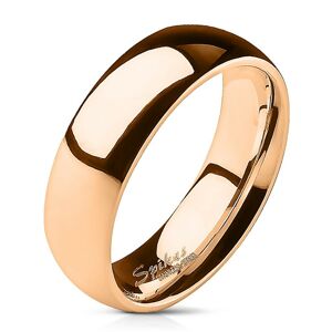 Prsten z oceli v růžovo-zlaté barvě - 6 mm - Velikost: 59
