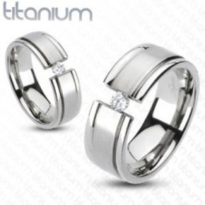 Prsten z titanu - rozseklý prsten, třpytivý zirkon K10.13