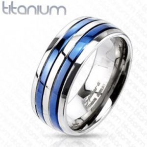 Prsten z titanu se dvěma modrými pruhy C19.9/C19.10