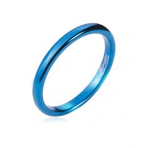 Prsten z tungstenu - hladký modrý kroužek, zaoblený, 2 mm L7.05