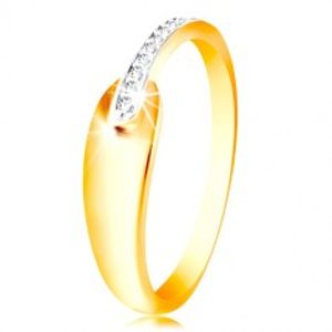 Prsten ze zlata 585 - lesklá oblá slza a třpytivý pás z čirých zirkonů GG215.87/94