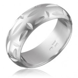 Prsten ze stříbra 925 - lesklé zářezy, kolmo uložené prohlubinky H13.19