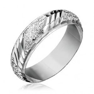 Prsten ze stříbra 925 - pískovaný, se šikmými zářezy H15.12