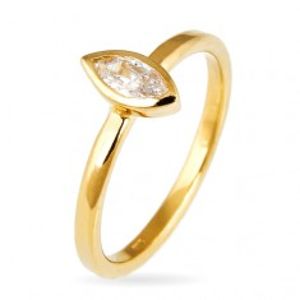Prsten ze stříbra 925 - vystouplý zirkon v zrnkové obruči, zlatý odstín E7.7