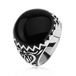 Prsten ze stříbra 925, černé zdobení, cik cak vzor a ornamenty SP39.16