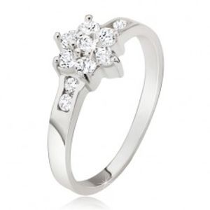 Prsten ze stříbra 925, čirý zirkonový květ BB11.04