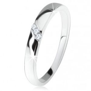 Prsten ze stříbra 925, diagonální pás čirých zirkonů T23.12