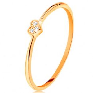 Prsten ze žlutého 14K zlata - srdíčko zdobené kulatými čirými zirkony GG135.03/13/17