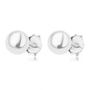 Puzetové náušnice ze stříbra 925, kulatá perla bílé barvy, 6 mm