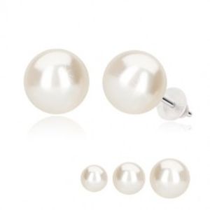 Puzetové náušnice, béžová perla, stříbro 925 - Hlavička: 9 mm