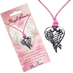 Růžový náhrdelník - přívěsek srdce z překřížených křídel Y53.20