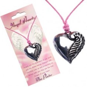 Růžový náhrdelník, stříbřité srdce s jedním křídlem Y53.02
