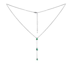 Silvego Stříbrný náhrdelník Gryn se zelenými zirkony Brilliance Zirconia MSS1023NG