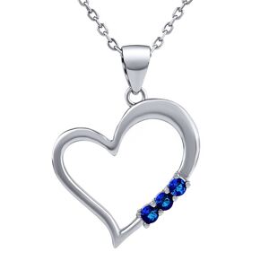 Silvego Stříbrný náhrdelník SRDCE s přívěskem srdíčka s modrými Swarovski Zirconia SILVEGO11580NB