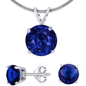 Silvego Stříbrný set šperků s tmavě modrým křišťálem JJJS8TM1 (náušnice, přívěsek)