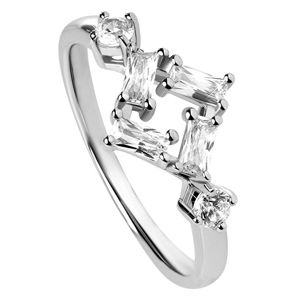 Silver Cat Čtvercový stříbrný prsten se zirkony SC333 54 mm