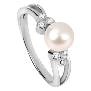 Silver Cat Stříbrný prsten se zirkony a perličkou SC312 56 mm