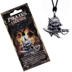 Šňůrkový náhrdelník - černý s pirátskou lebkou hrdlořeza AC1.05