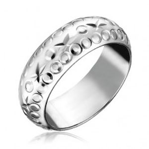 Stříbrný prsten 925 - gravírované hvězdy a kroužky H13.11