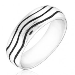 Stříbrný prsten 925 - zaoblený kroužek s vlnkami H16.18