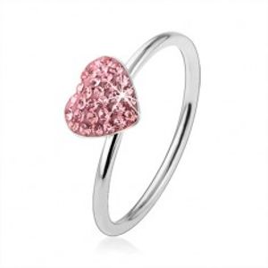 Stříbrný prsten 925 se světle růžovým zirkonovým srdcem HH18.15