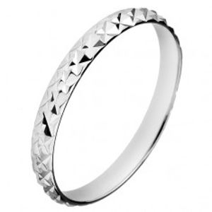 Stříbrný třpytivý prsten 925 - vystouplé kosočtverce H13.10