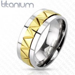 Titanový prsten s cik-cak vzorem zlaté barvy K16.14