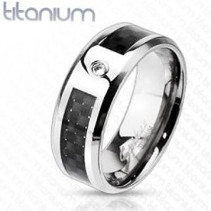 Titanový  prsten s mřížkou a zirkonem K14.11