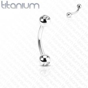 Titanový piercing stříbrné barvy, zahnutá činka a kuličky s čirými zirkony PC36.30/PC22.31/W20.26
