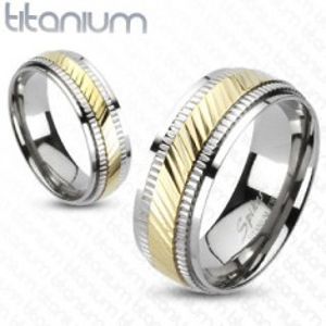 Titanový prsten - dvoubarevný, vroubkovaný F2.14