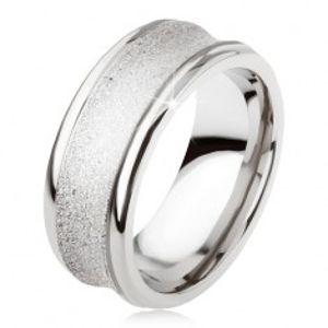 Titanový prsten - stříbrná barva, třpytivý, prohloubený střední pás SP23.10