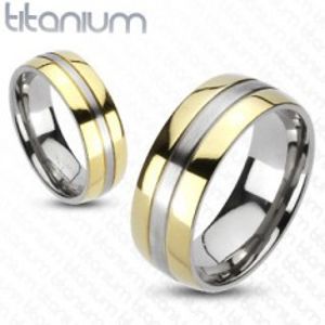 Titanový prsten - zlatá a stříbrná barevná kombinace F9.19