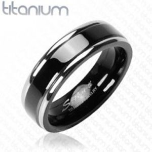 Titanový prsten, černý pás  D9.17