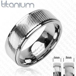 Titanový prsten s diagonálními pruhy - Velikost: 54