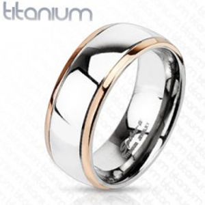 Titanový prsten s okraji měděné barvy a středem stříbrné barvy C19.15/C19.16