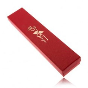 Třpytivá červená krabička na náramek, zlatá růže s věnováním UY11