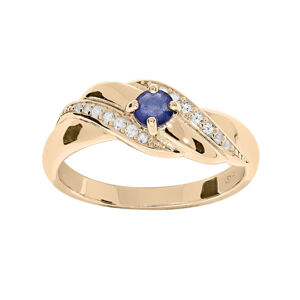 Troli Elegantní pozlacený prsten s modrými zirkony PO/SR08997B 58 mm