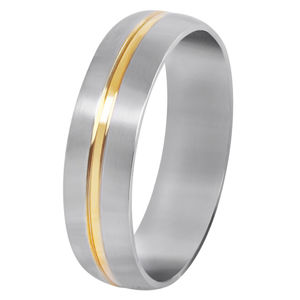 Troli Ocelový snubní prsten se zlatým proužkem 55 mm