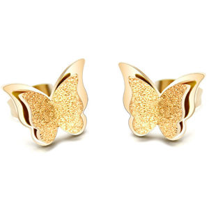 Troli Pozlacené motýlí náušnice Metal Butterfly KES-048-GOLD