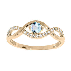 Troli Půvabný pozlacený prsten s modrým topazem PO/SR00716TP 58 mm