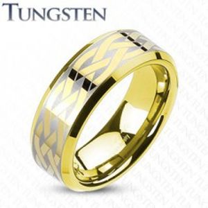 Wolframový prsten s keltským uzlem zlaté barvy K17.14