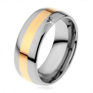 Wolframový prsten v dvoubarevném provedení - proužek zlaté barvy, 8 mm H7.16