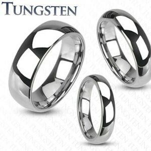 Wolframový prsten - hladký lesklý prsten stříbrné barvy, 4 mm - Velikost: 64