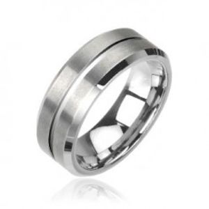 Wolframový prsten stříbrný broušený J4.8