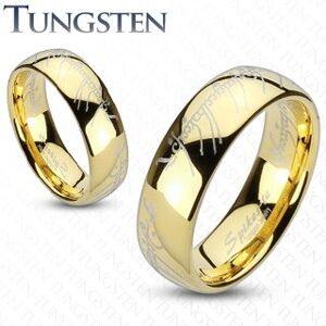 Wolframový prsten - zlatý prsten, motiv Pán prstenů - Velikost: 64