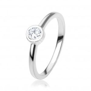 Zásnubní prsten se třpytivým kulatým zirkonem čiré barvy, stříbro 925 HH1.6