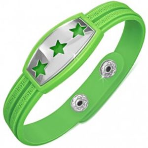Zelený pryžový náramek - hvězdy na známce, řecký klíč AA35.12
